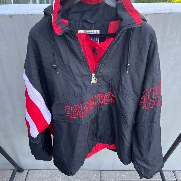 90's Vintage Starter San Francisco 49ers Pullover Hoody Jacket- Size Large - Picture 5 of 7